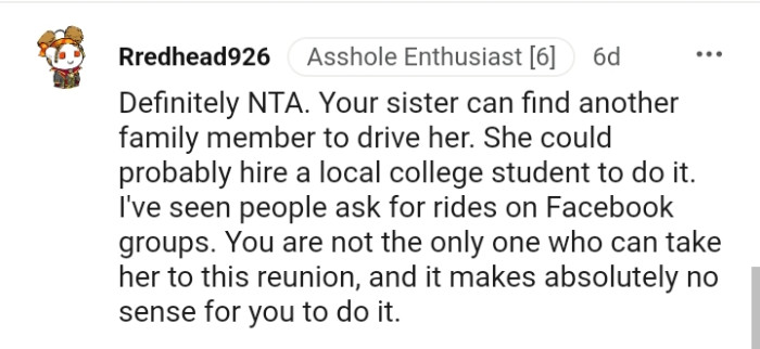 The OP is not the only one who can take her to this reunion