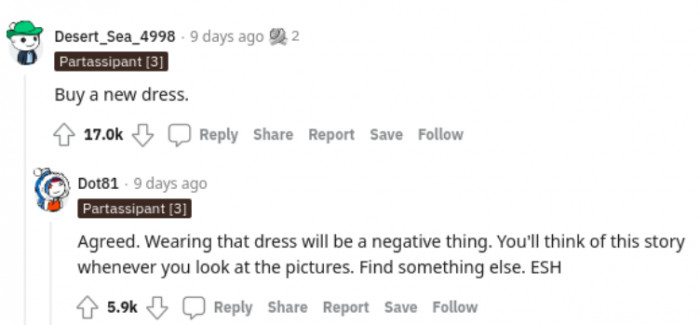 Should OP just buy a new dress?