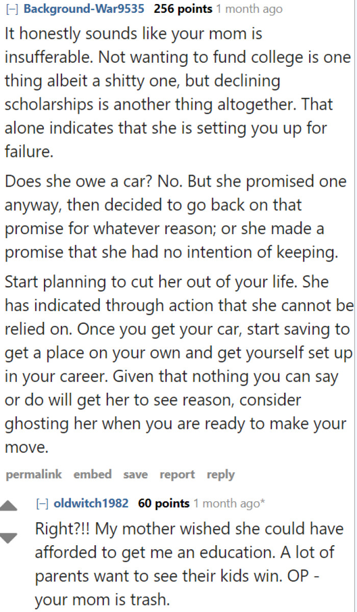 With a mom who doesn't care about her welfare, it's time to start planning a life without her family.