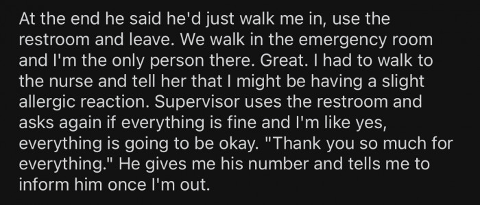 OP eventually made it to the emergency room.