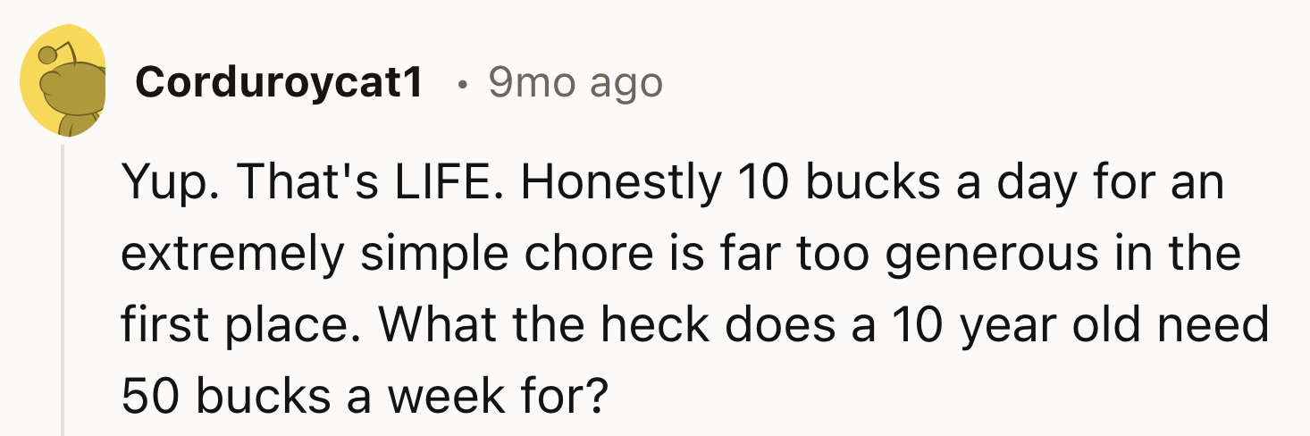 Ten-Year-Olds Don't Need 50 Bucks Per Week