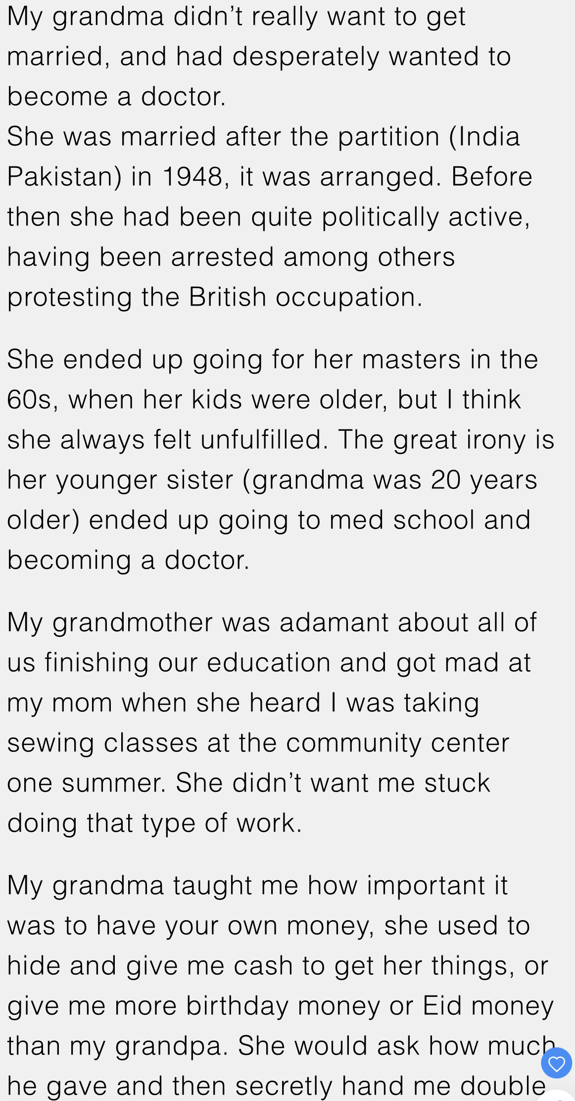 8. Grandma wanted to be a doctor, but an arranged marriage had other plans