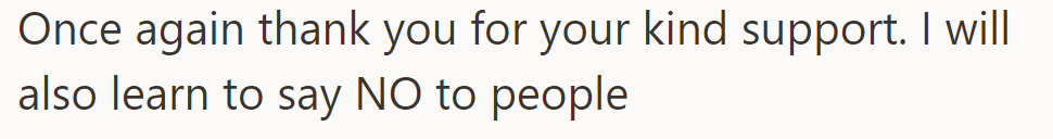 She expressed gratitude for the support and resolved to learn to say no.
