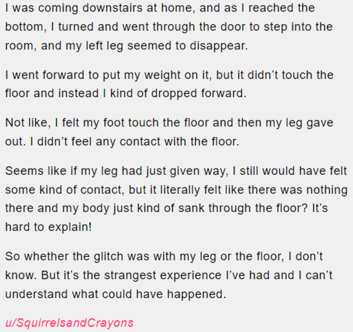 Unexplained leg disappearance