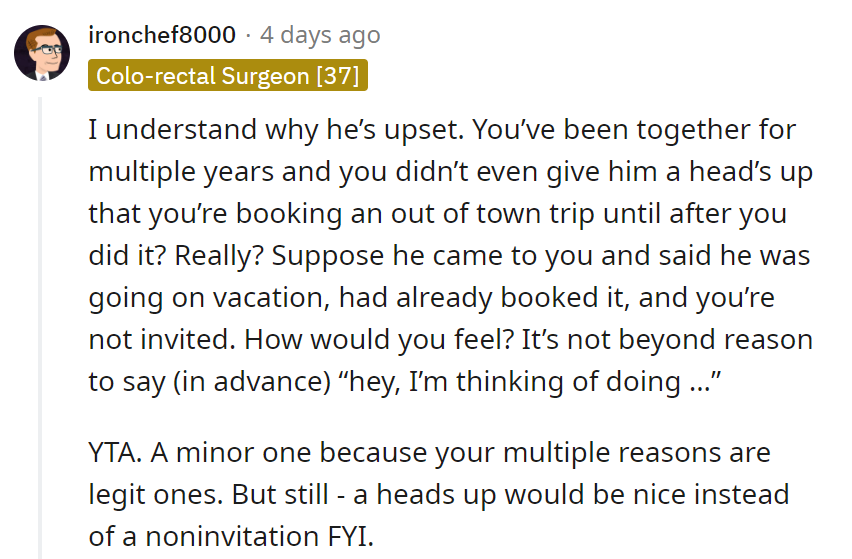 Note to self: Next time, send a 'You're Invited' card before booking. No more surprise trips for the boyfriend!