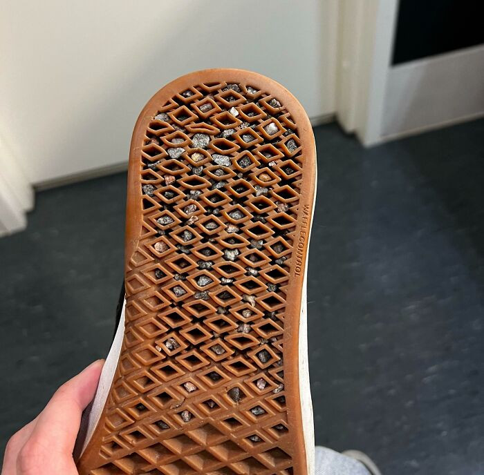 "The Design Of These Vans Shoes Is Made For Collecting Small Rocks"