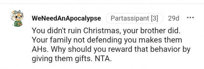 Your family not defending you makes them the AHs