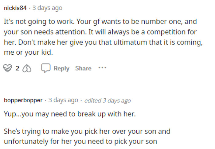 It's obviously not going to work because they don't have aligned values or goals when it comes to a child or a family in general, which is a problem.