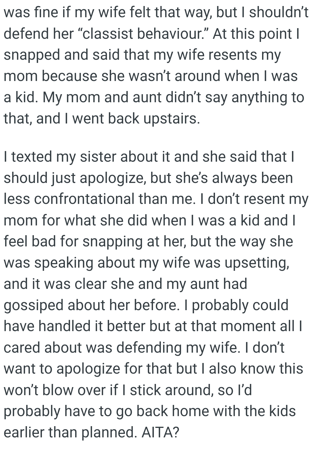 OP's Sister Said That He Should Just Apologize, but She’s Always Been Less Confrontational Than Him