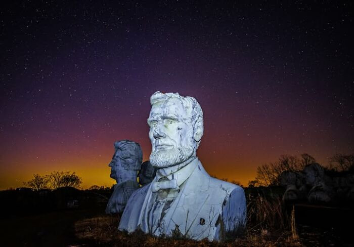 "Abe At Night Under Last Week's Aurora. Williamsburg, Va"