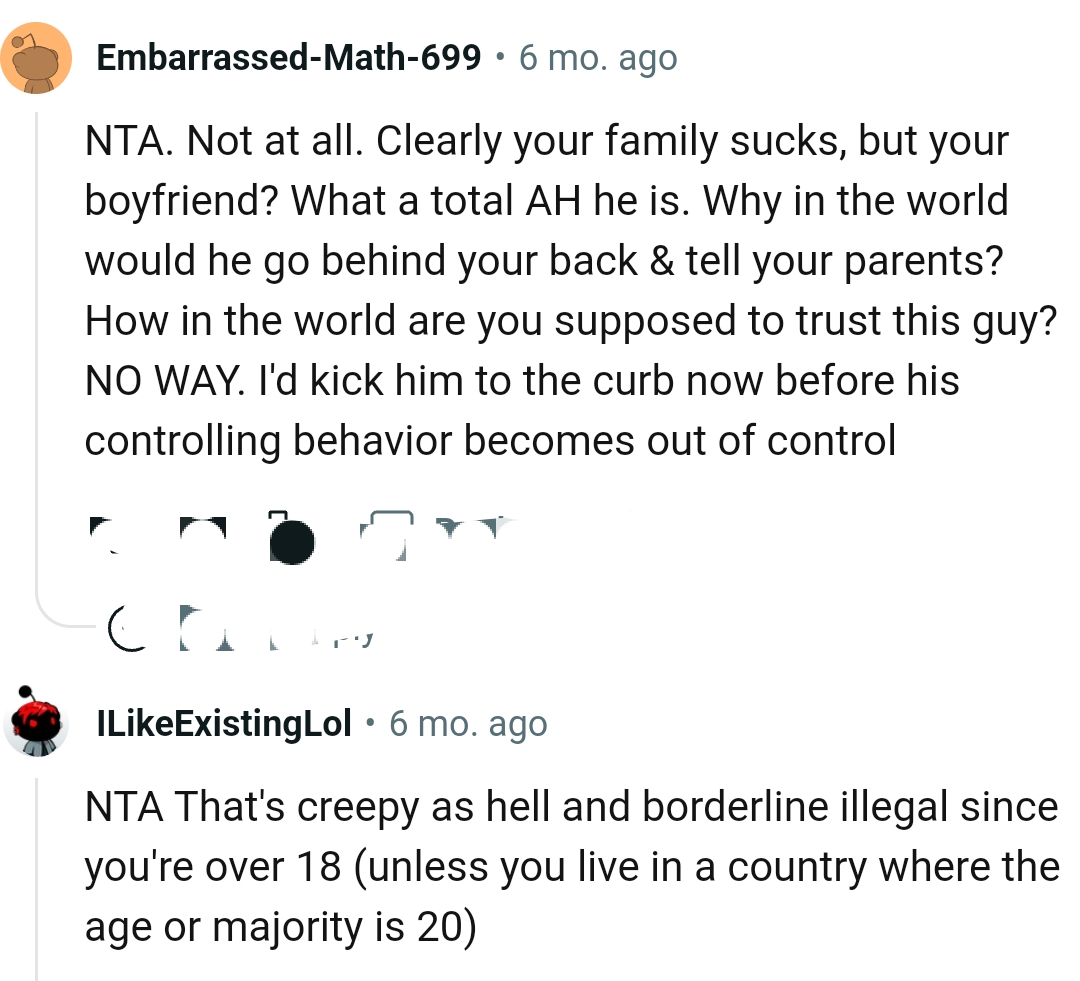 This Redditor would kick the boyfriend to the curb