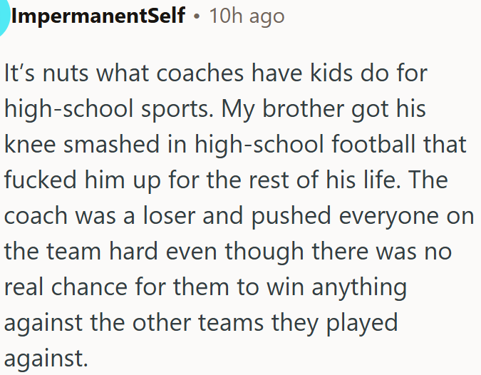 Coaches push kids too hard in high school sports, leaving lasting injuries.