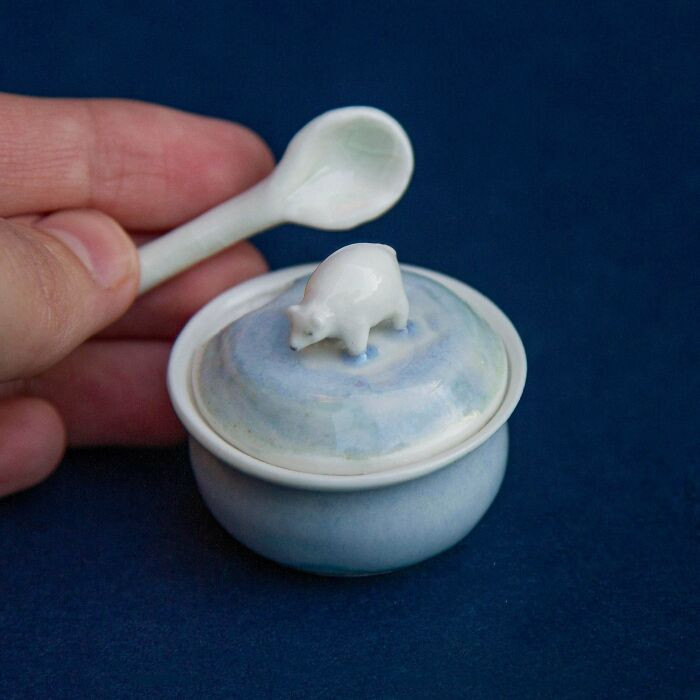 37. I Thought I’d Share This Little Polar Bear Pot I Made Out Of Porcelain!