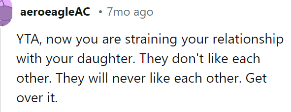 The OP should get over the fact that they don't like each other