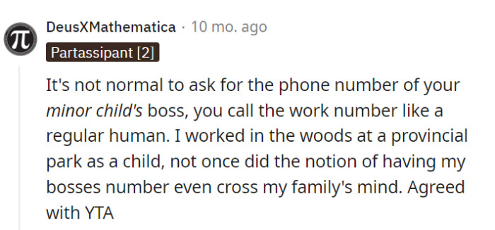 Seeking the boss's personal number is unusual; the common practice is to call the work number.