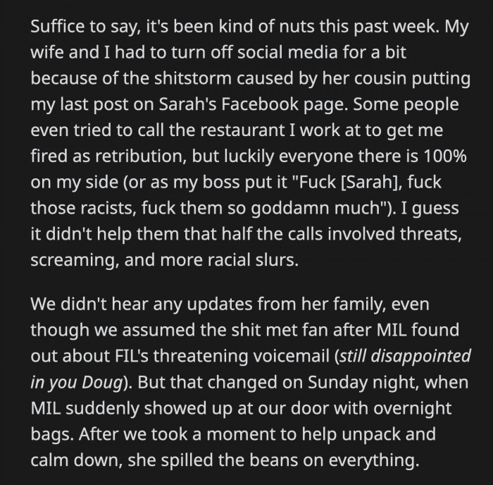 Team Sarah tried to get OP fired, but his boss said, 