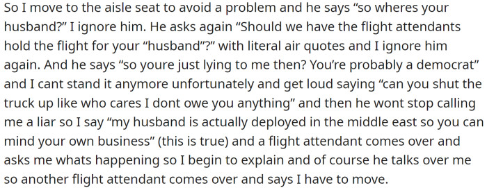 The man insisted on sitting next to OP