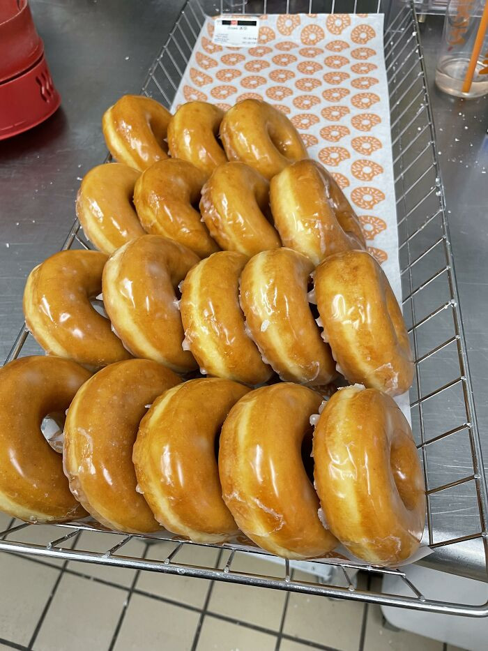 7. I was finally able to make some donuts! Since I work the afternoon shift, we hardly ever get to make any unless there's a big donut sale in the morning. I'm really proud of how my glazed donuts turned out!