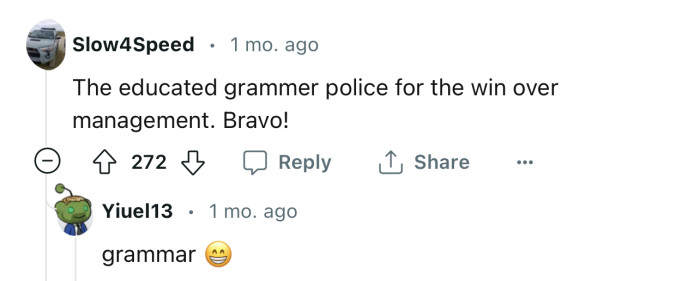 Grammar police for the win!