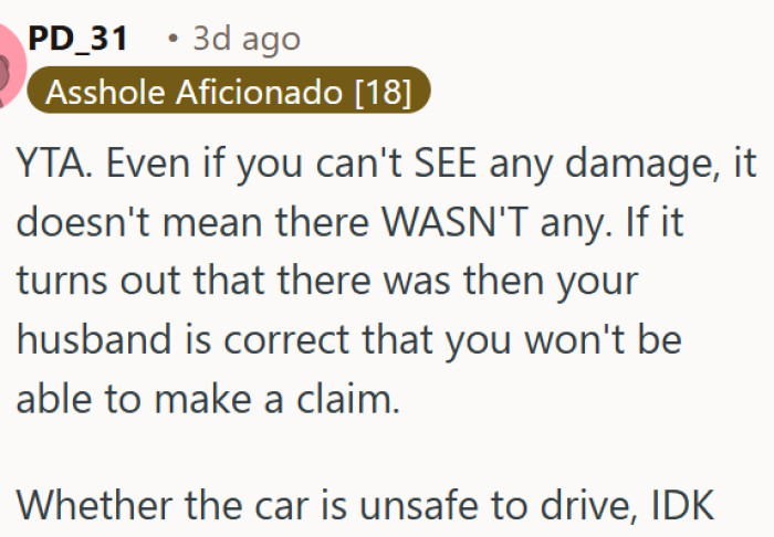 Invisible damage is still damage - husband was right all along