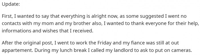 Here is the long-awaited update, which already has a twist as she mentions cameras.