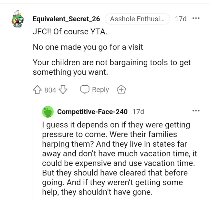 OP's children are not bargaining tools to get what she wants