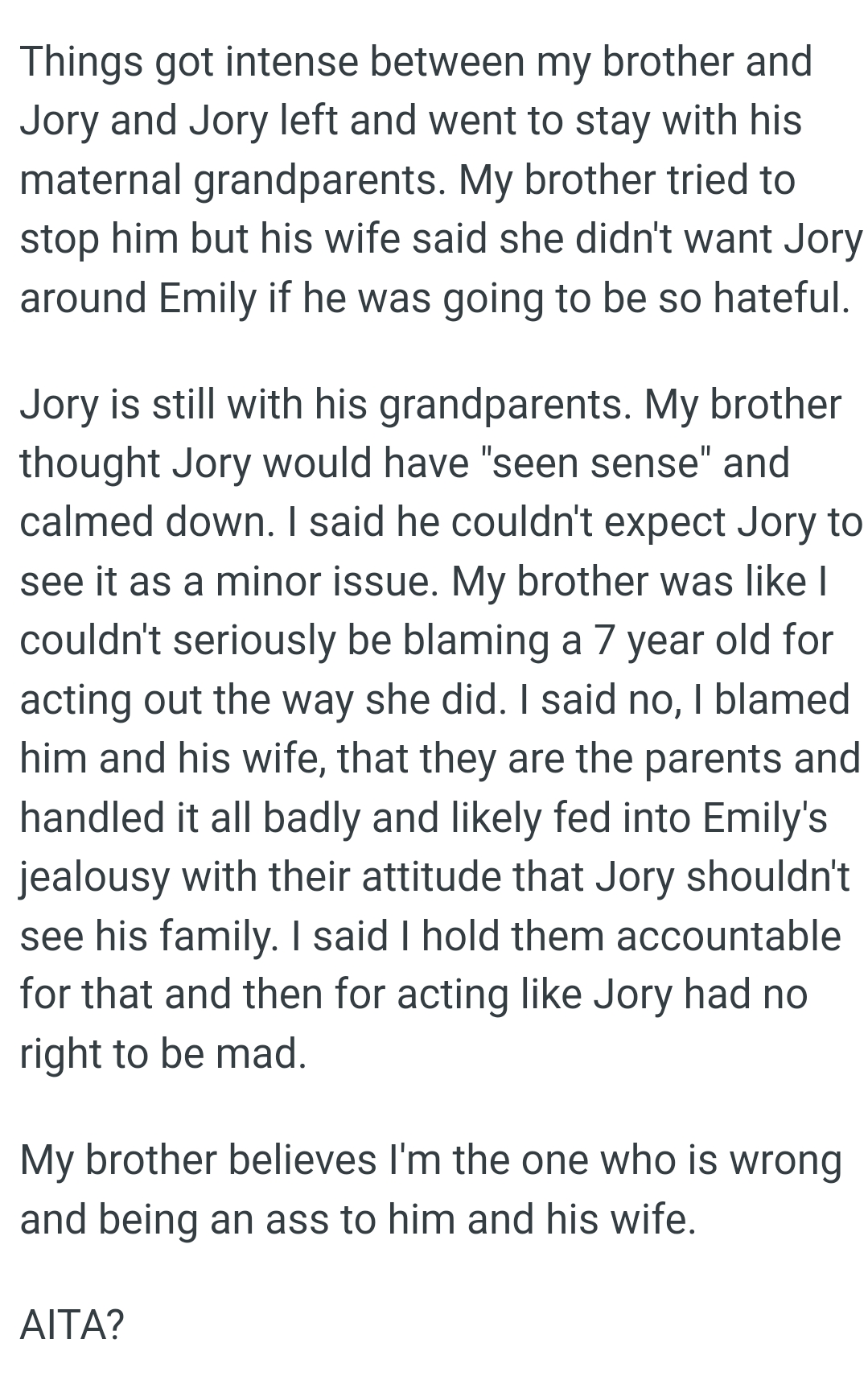 He couldn't seriously be blaming a 7-year-old for acting out