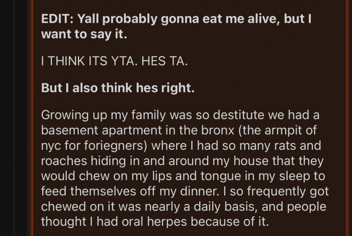 The user edited the post to share their background and to justify their judgment.