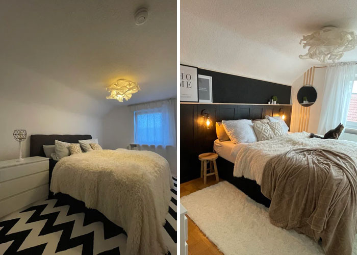 43. Classy and luxurious-looking wall panel made from IKEA cabinet doors