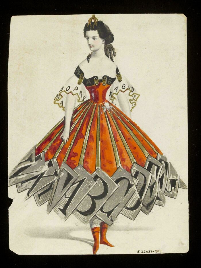 "Fancy Dress Outfit, Possibly For Worth, 1860s. There Are Silver Alphabet Cards Along The Hem"