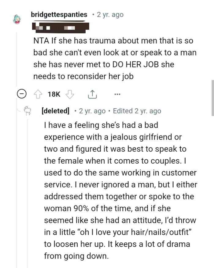 She needs to reconsider her job