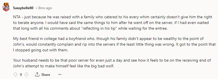 I would have said the same things to him after he went off on the server