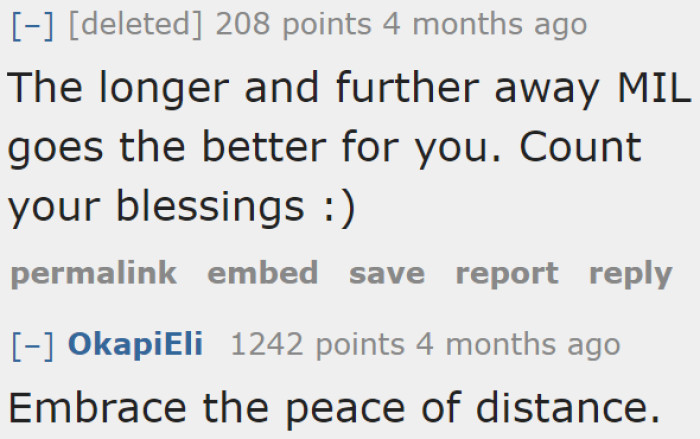 But the JUSTNOMIL community thinks she shouldn't consider it a disappointment. She should think of it as a blessing instead.