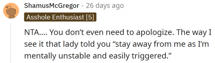 19. She has nothing to apologize for