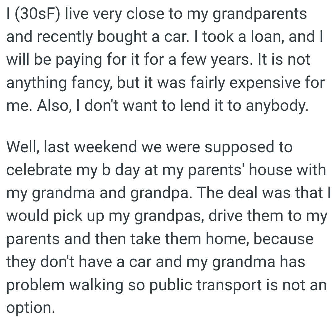 The OP just got a loan to get a new car