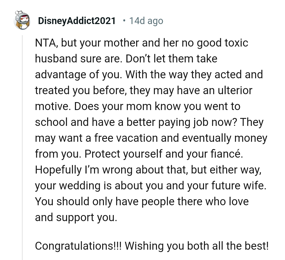 The OP should protect himself and his fiancée