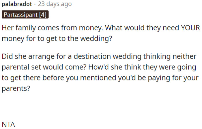 The bride's family is financially well-off, so it's puzzling why they would require financial assistance.