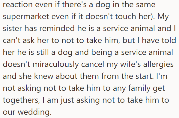 The Sister Argued It's a Service Dog, but the OP Told Her It Doesn't Matter as His Girlfriend Is Still Allergic