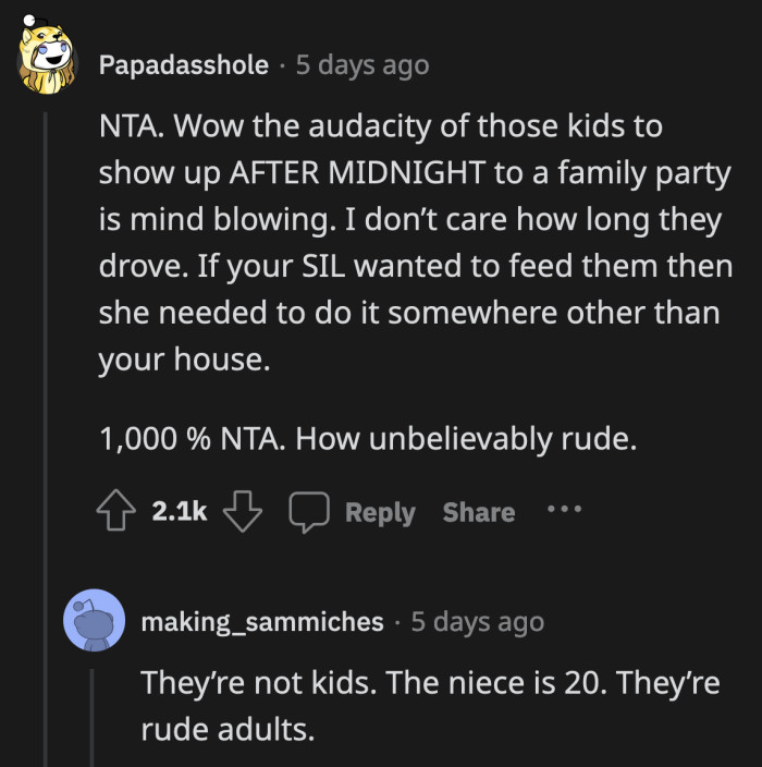 The niece is 20 years old, not a kid. Definitely old enough to know that what she did was inappropriate.