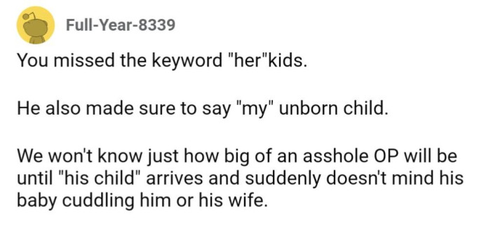 Will OP be an even bigger a-hole once the baby is here?