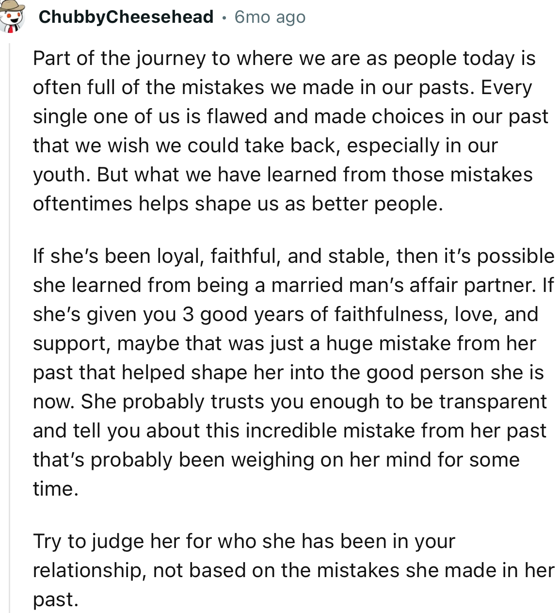 “Part of the journey to where we are as people today is often full of the mistakes we made in our pasts.”