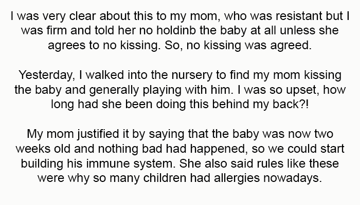 I was very clear about this to my mom