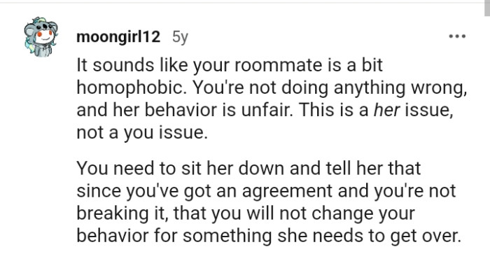 This is her issue, not the OP's