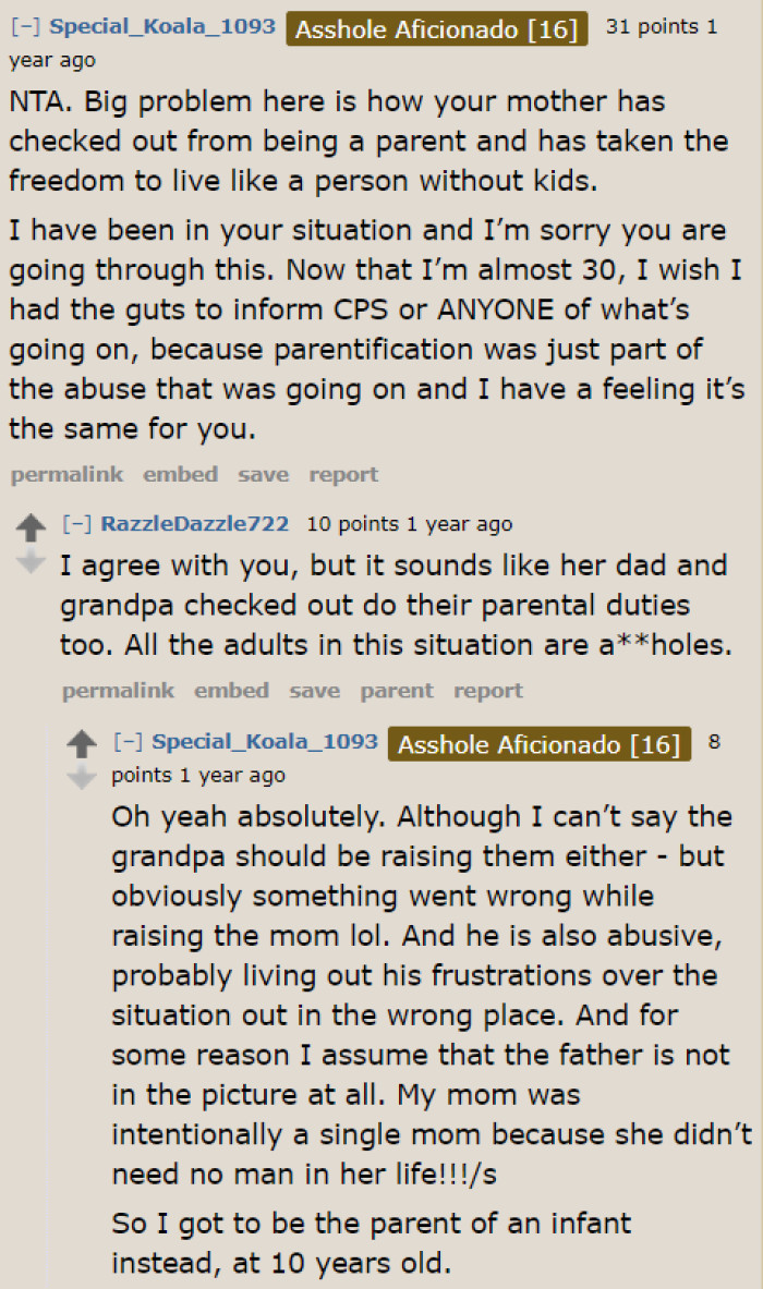 The OP Needs to Be Aware That She Is Being Parentified.