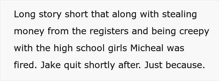 Jake's boss later got fired