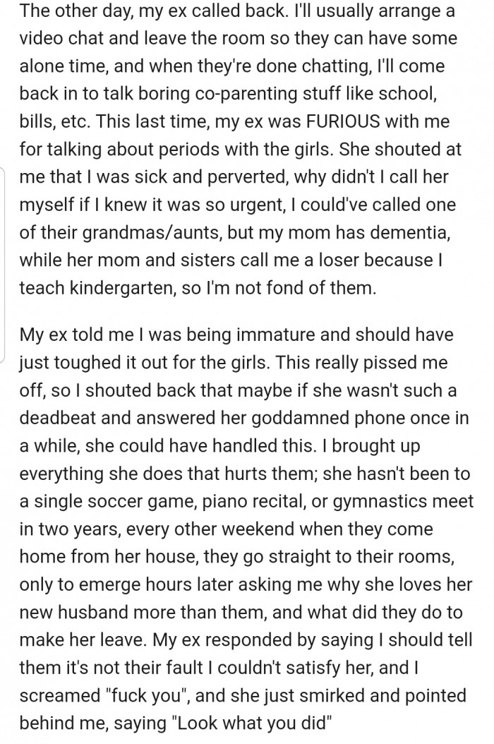 When their mom found out what OP did, she was furious, as she expected such a conversation to be lead by a woman. An argument ensued, and it was messy, to say the least