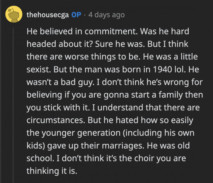 OP doesn't think the sexism was that bad because there are worse things to be.