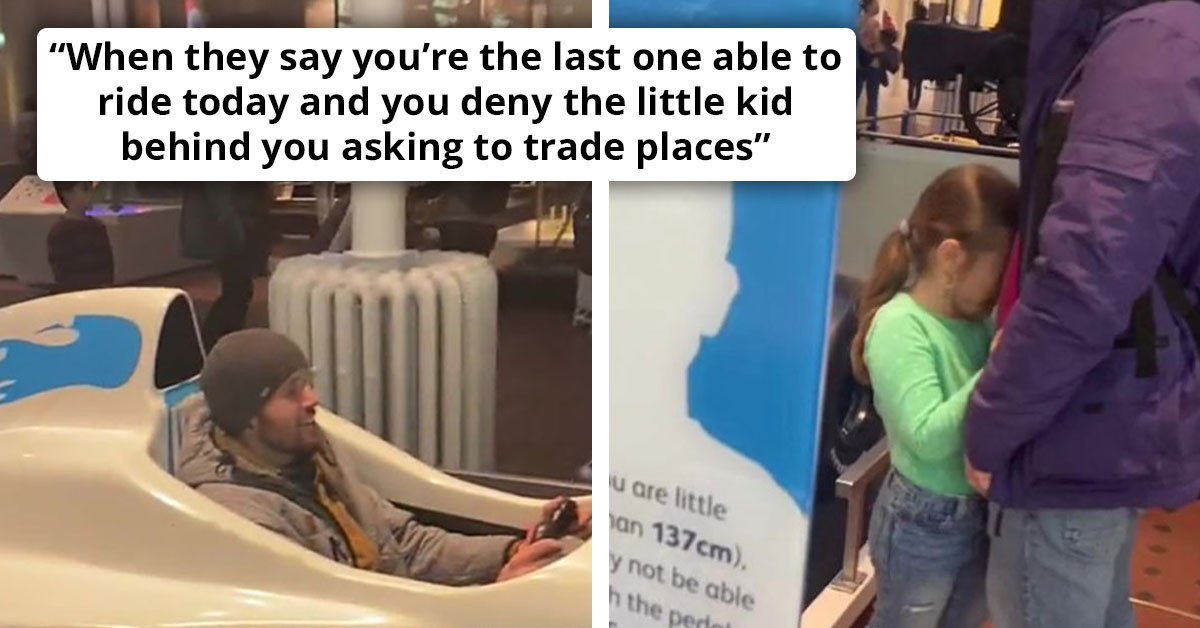 Man Refuses To Allow Little Girl Go Ahead Of Him On The Last Ride Of An F-1 Simulator Despite Her Tears