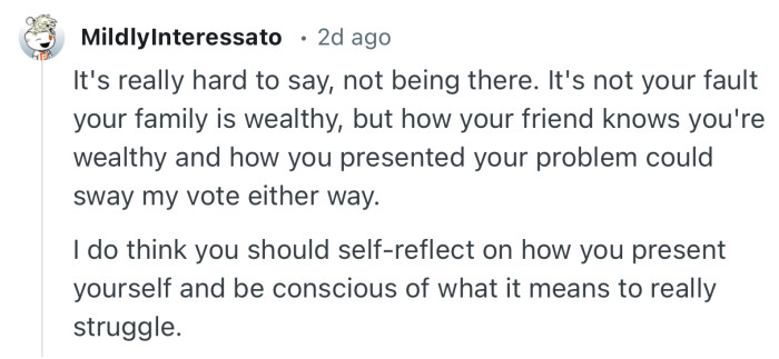 “I do think you should self-reflect on how you present yourself and be conscious of what it means to really struggle.”