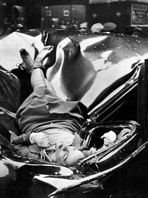 20. In 1947, Evelyn McHale, at the age of 23, leapt from the Empire State Building's observation deck, landing on a limousine parked below. Robert Wiles, a photography student, captured the moment shortly after hearing the crash. Years later, this photograph was repurposed by pop artist Andy Warhol for one of his art prints.